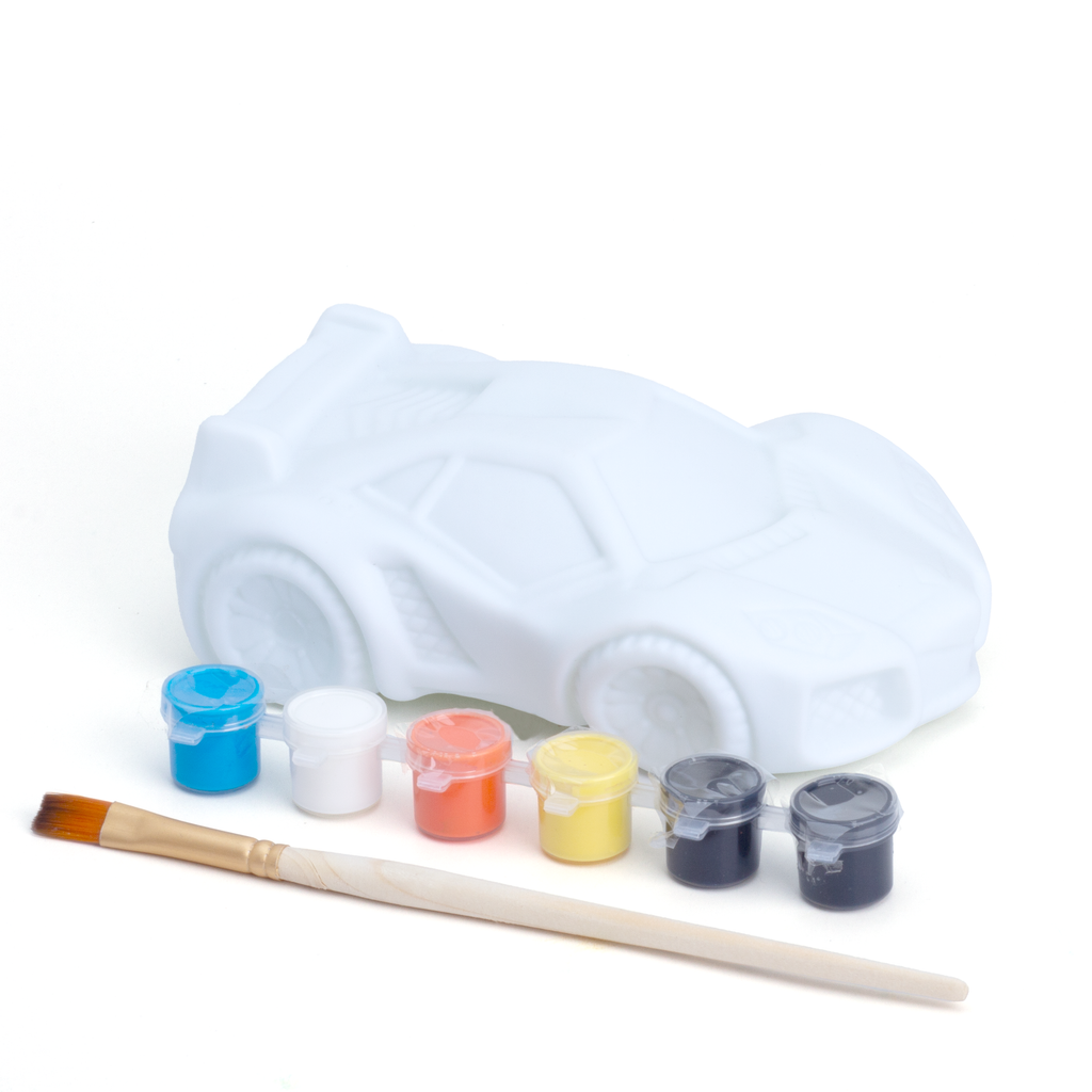 Paint And Play Create Your Own 3D Table Decor Piggy Bank with Acrylic Paint and Brush Car 7x4ich