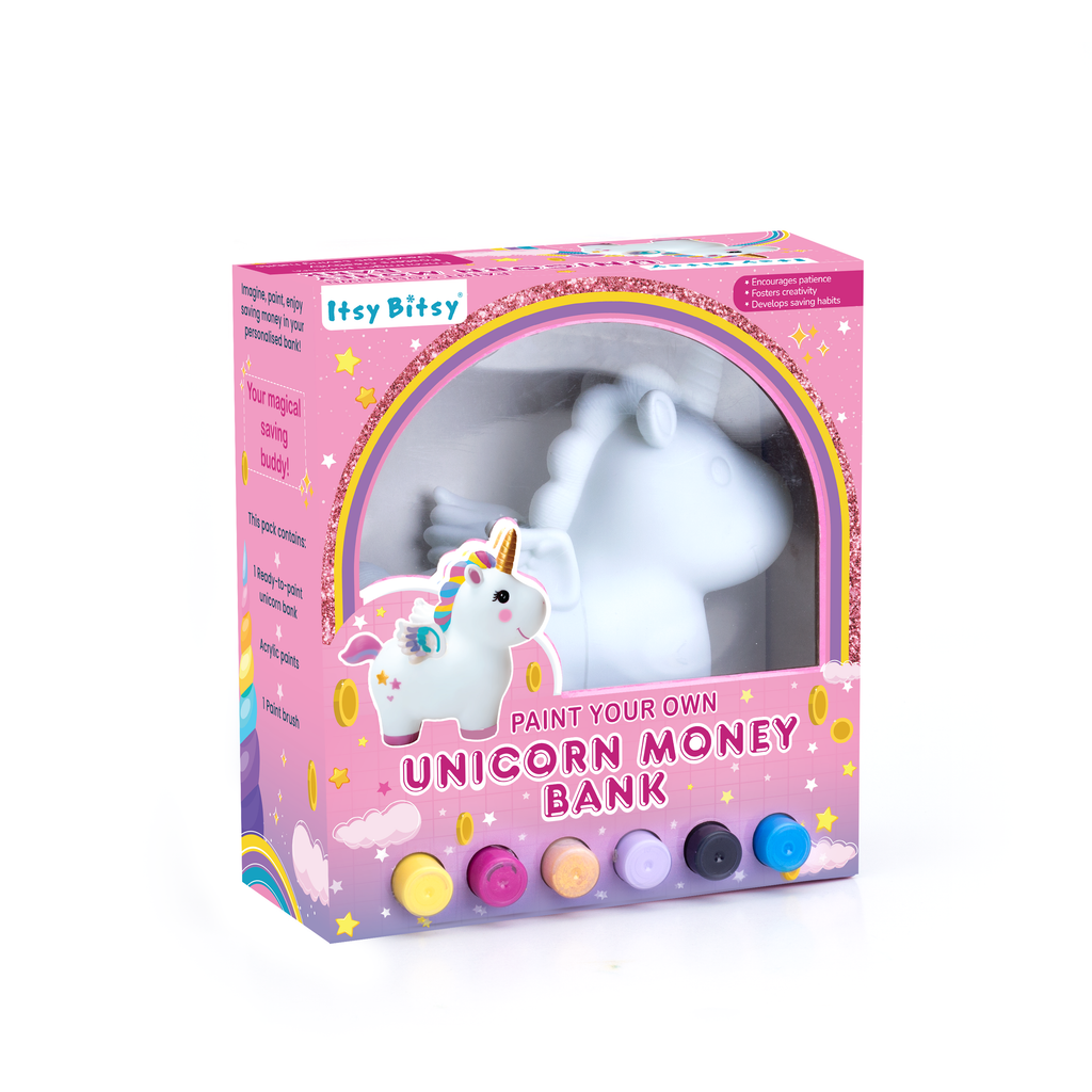 Paint And Play Create Your Own 3D Table Decor Piggy Bank with Acrylic Paint and Brush Unicorn 7.5x7.5inch
