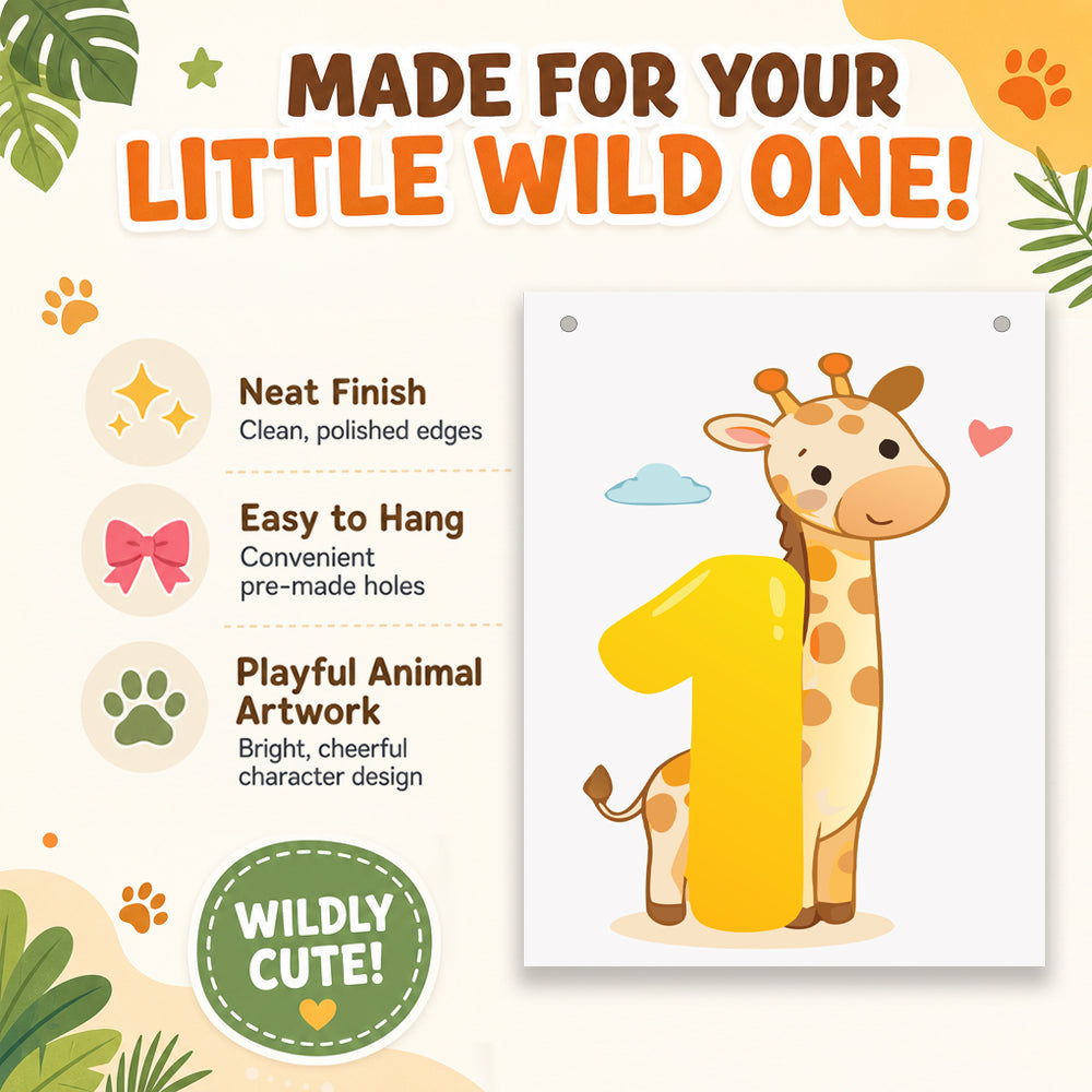 Make Your Own Banner Animal Fun Number 1 Size 7 x 5.16inch 1pc IB