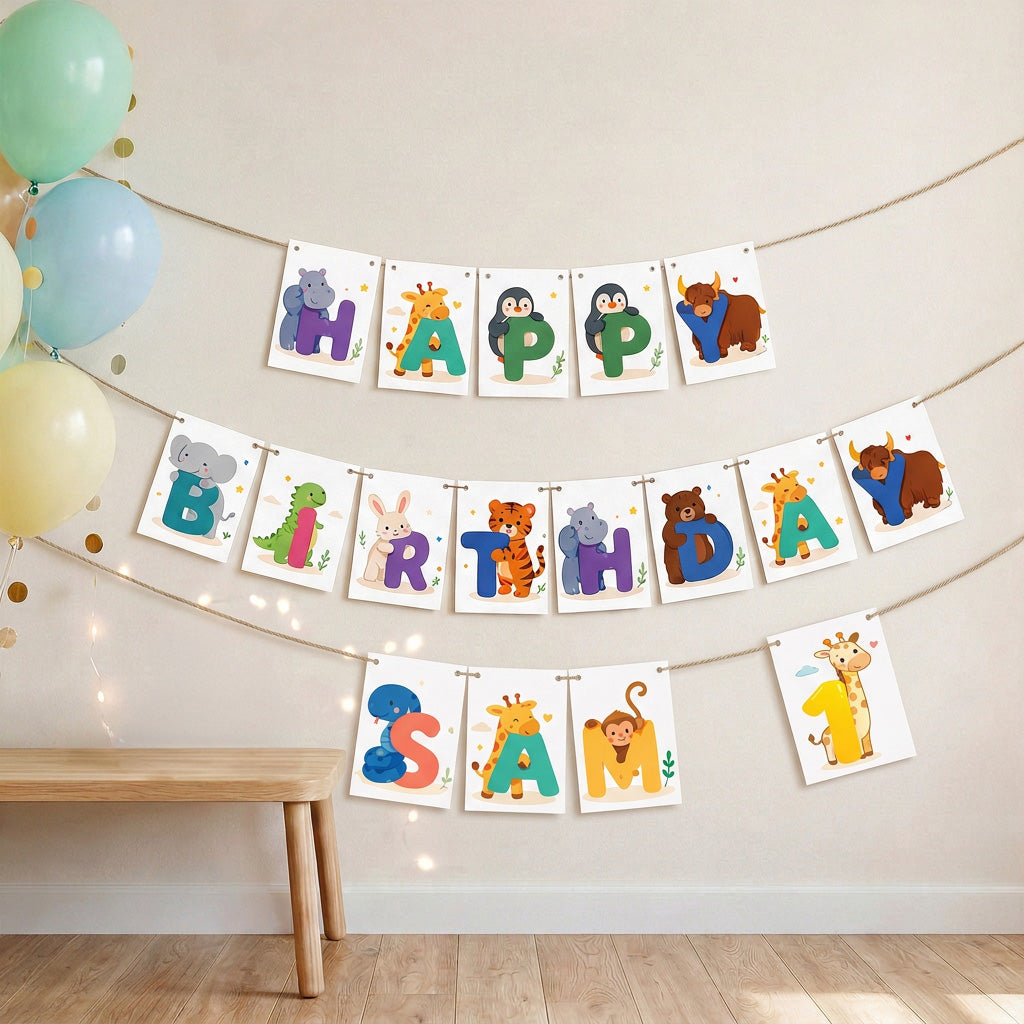 Make Your Own Banner Animal Fun Number 2 Size 7 x 5.16inch 1pc IB