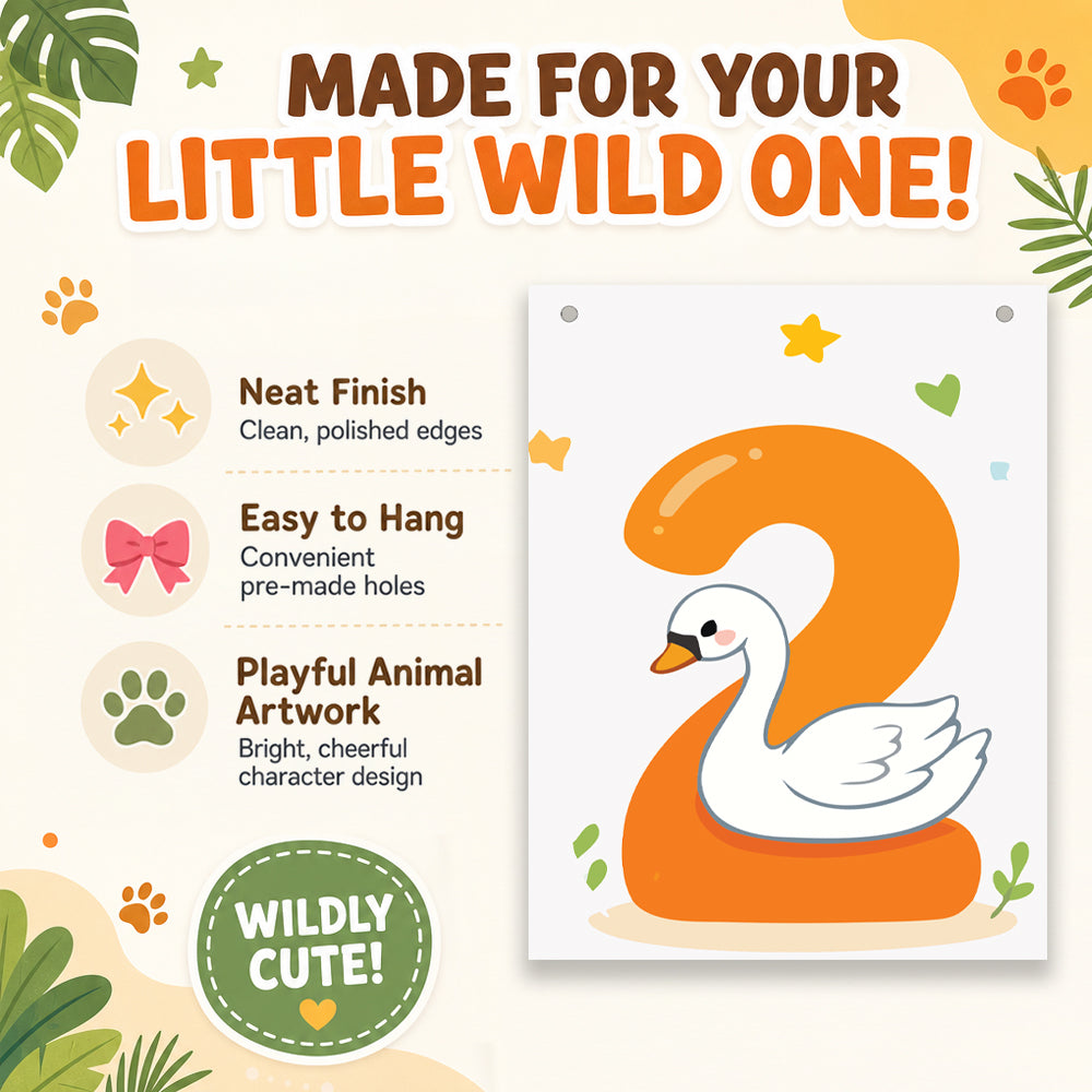 Make Your Own Banner Animal Fun Number 2 Size 7 x 5.16inch 1pc IB