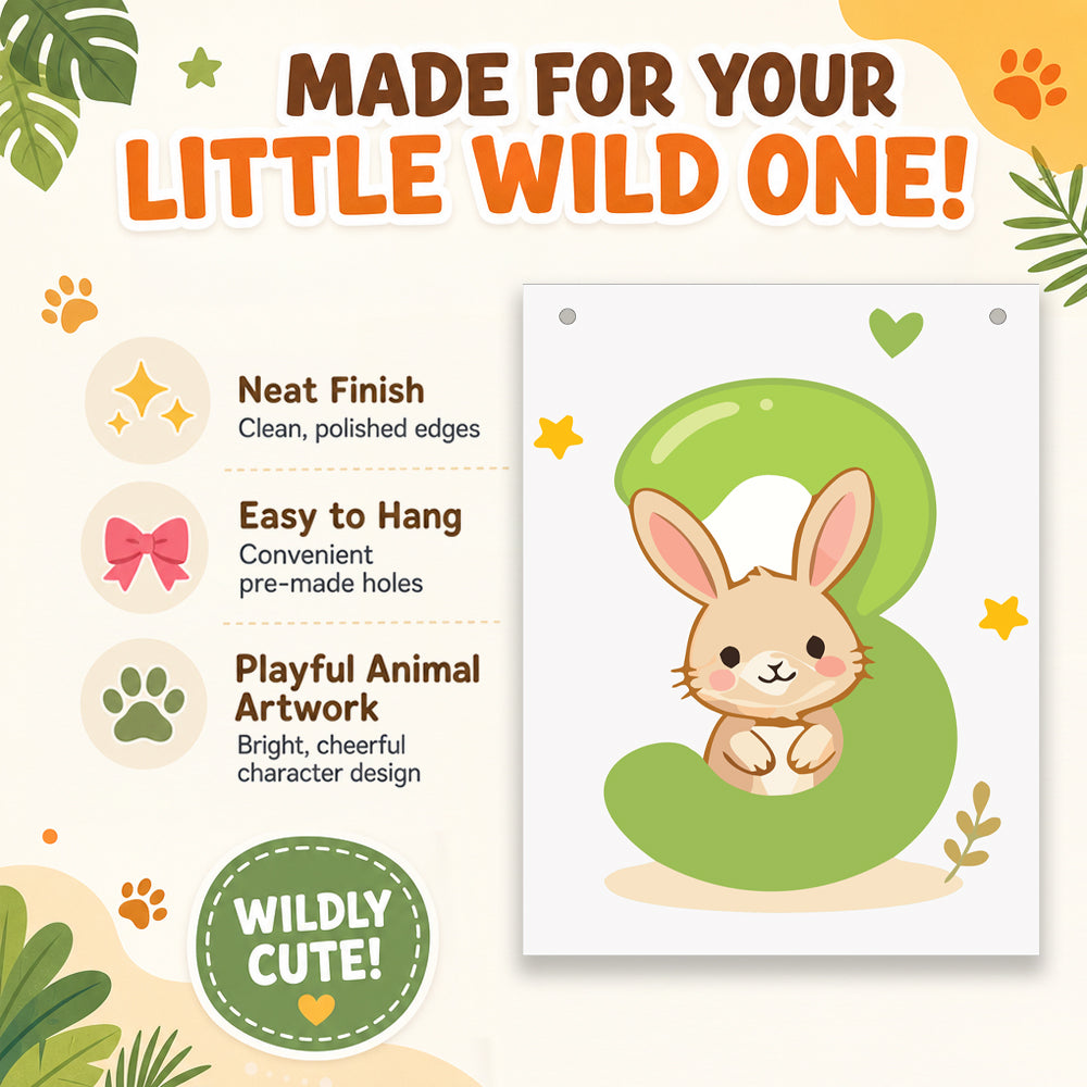 Make Your Own Banner Animal Fun Number 3 Size 7 x 5.16inch 1pc IB