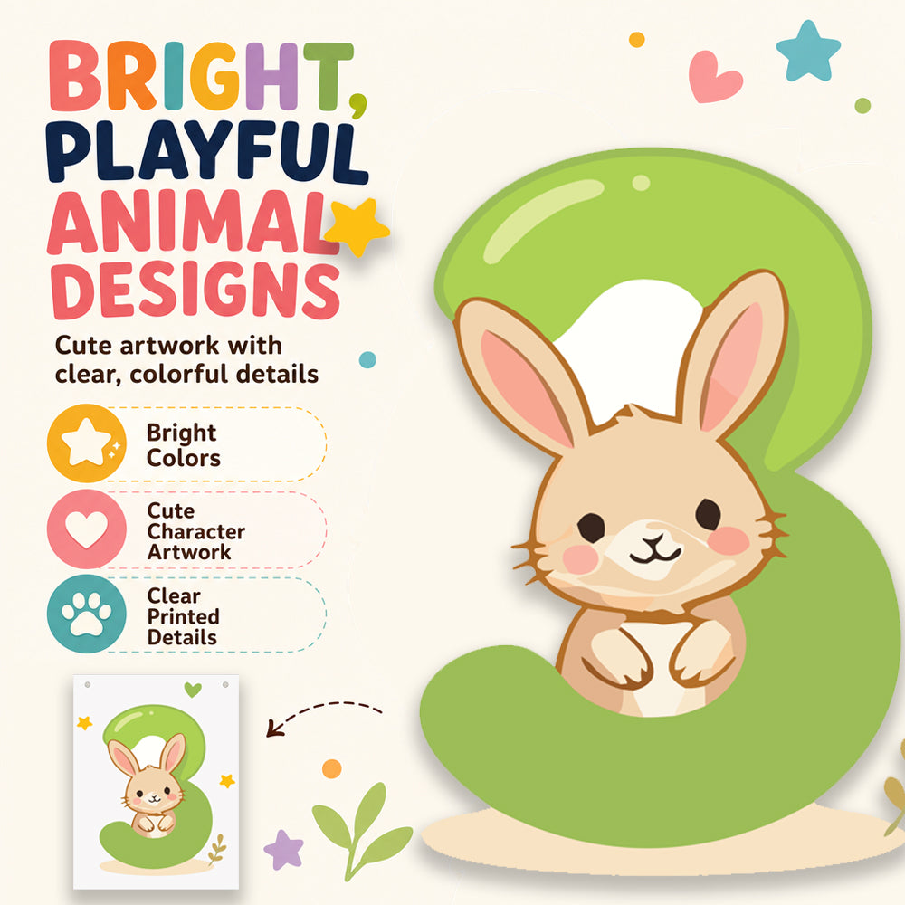 Make Your Own Banner Animal Fun Number 3 Size 7 x 5.16inch 1pc IB