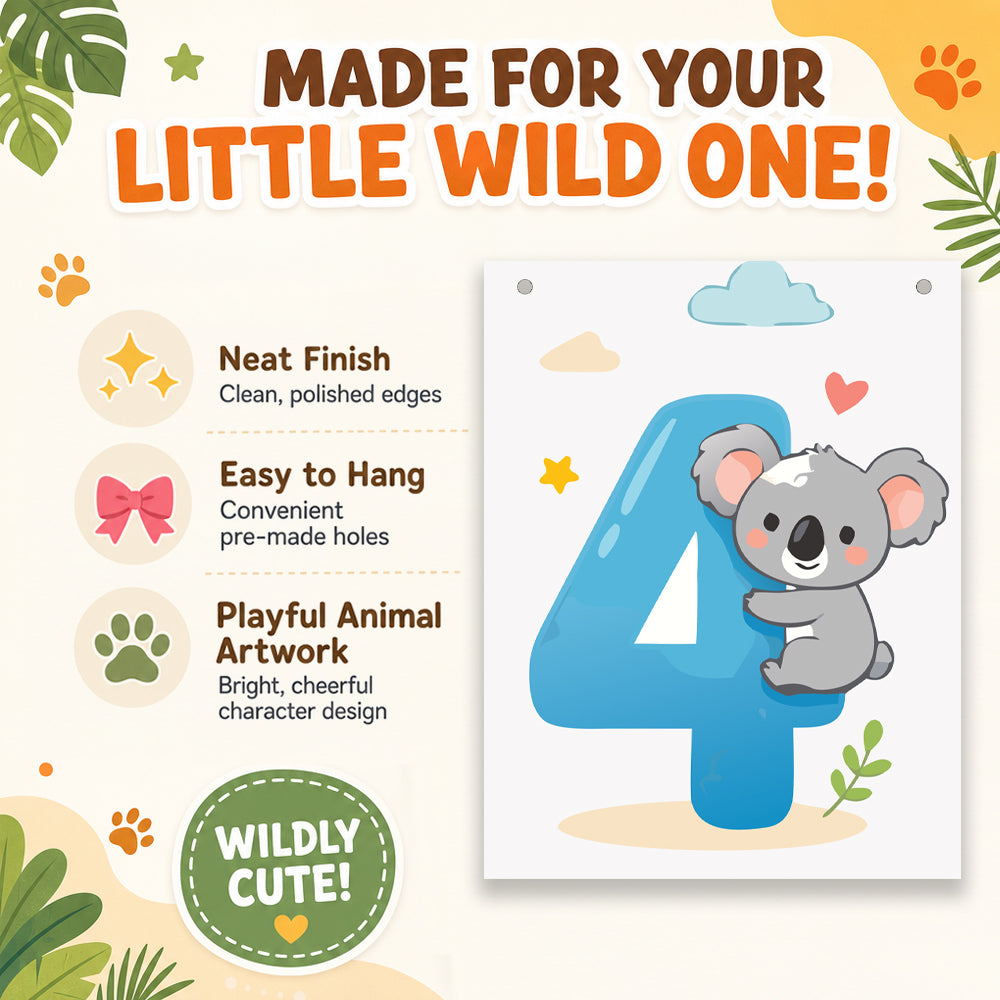 Make Your Own Banner Animal Fun Number 4 Size 7 x 5.16inch 1pc IB