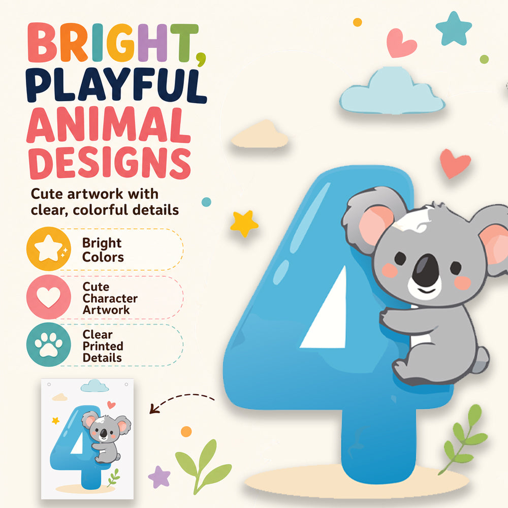 Make Your Own Banner Animal Fun Number 4 Size 7 x 5.16inch 1pc IB