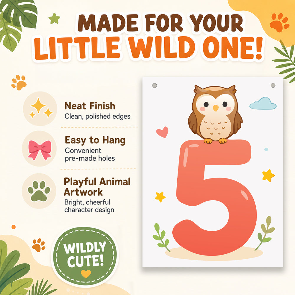 Make Your Own Banner Animal Fun Number 5 Size 7 x 5.16inch 1pc IB