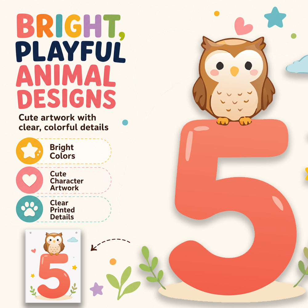 Make Your Own Banner Animal Fun Number 5 Size 7 x 5.16inch 1pc IB