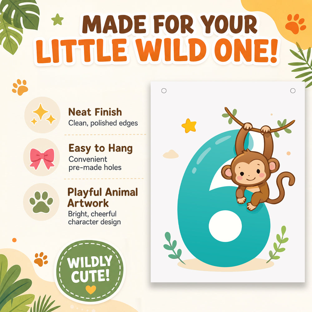 Make Your Own Banner Animal Fun Number 6 Size 7 x 5.16inch 1pc IB
