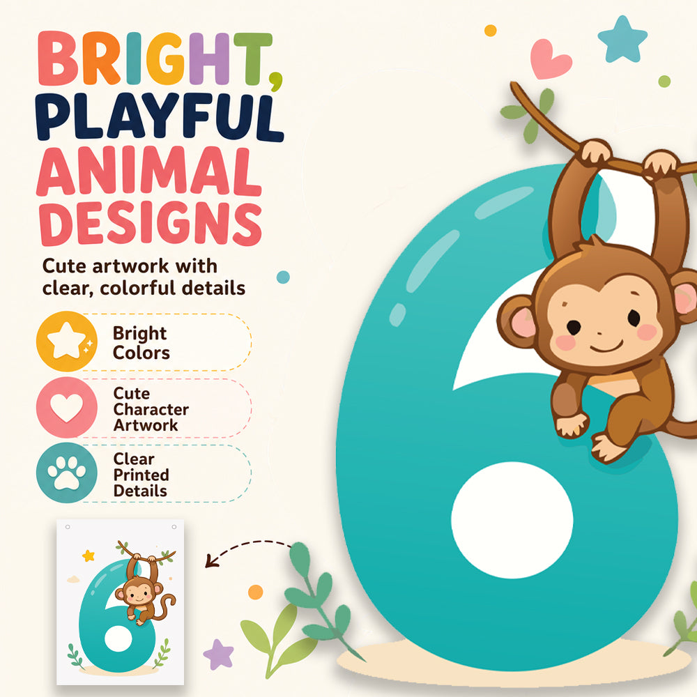 Make Your Own Banner Animal Fun Number 6 Size 7 x 5.16inch 1pc IB