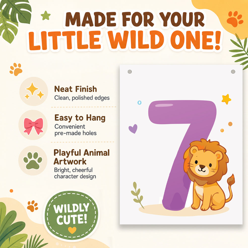 Make Your Own Banner Animal Fun Number 7 Size 7 x 5.16inch 1pc IB