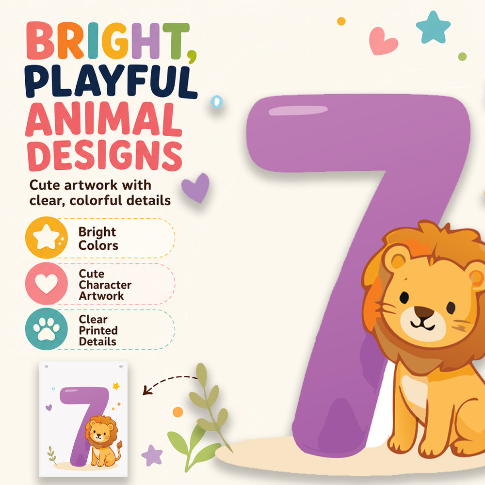 Make Your Own Banner Animal Fun Number 7 Size 7 x 5.16inch 1pc IB