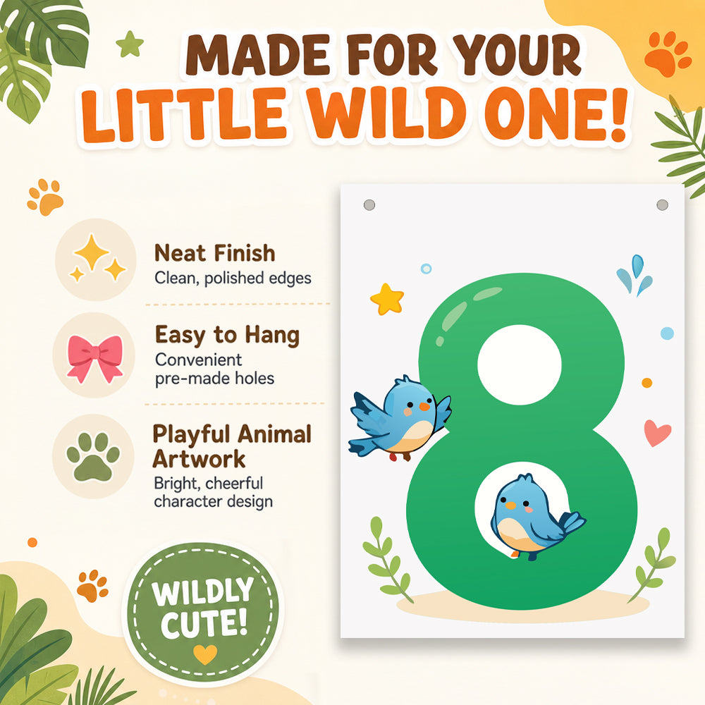 Make Your Own Banner Animal Fun Number 8 Size 7 x 5.16inch 1pc IB