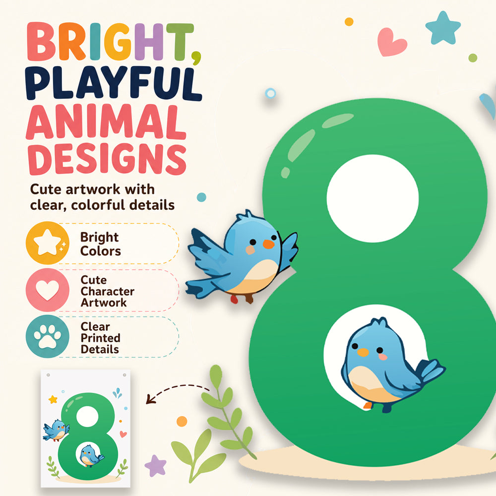 Make Your Own Banner Animal Fun Number 8 Size 7 x 5.16inch 1pc IB