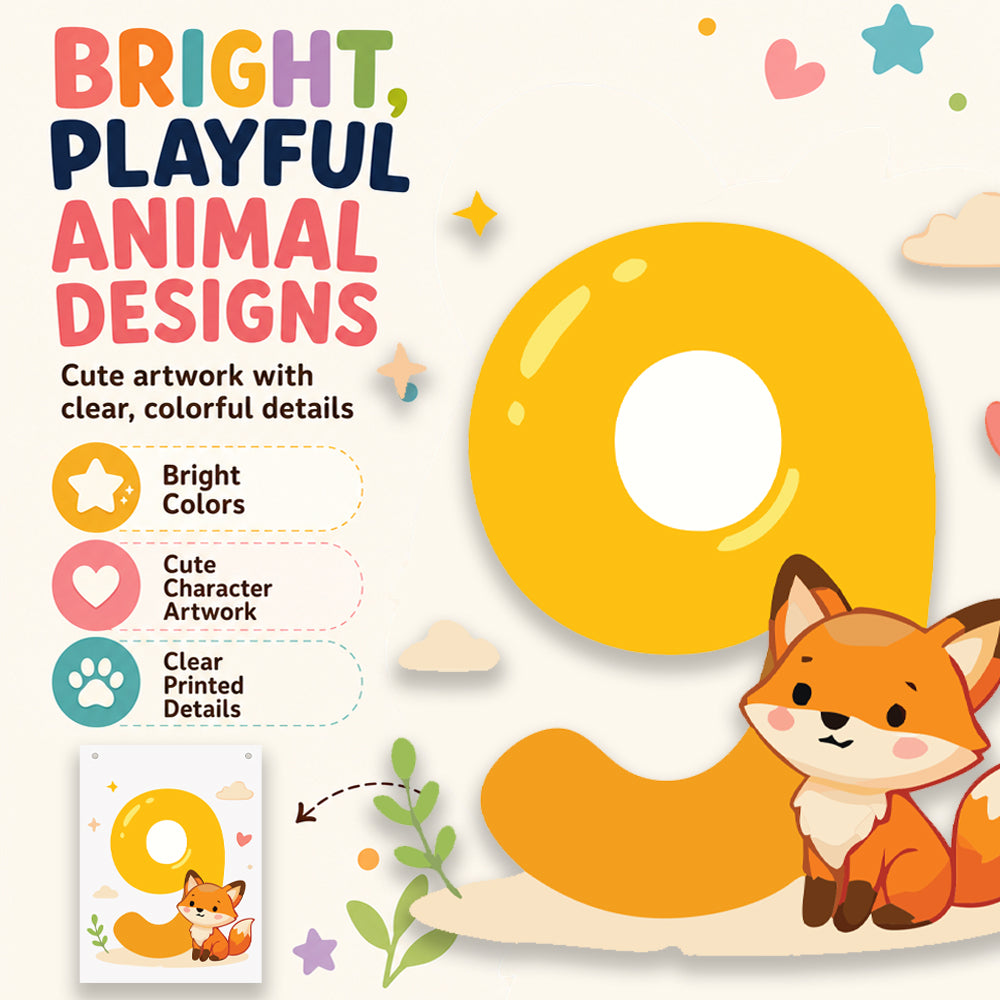 Make Your Own Banner Animal Fun Number 9 Size 7 x 5.16inch 1pc IB