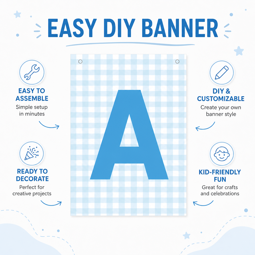 Make Your Own Banner Aqua Alphabet A Size 7 x 5.16inch 1pc IB