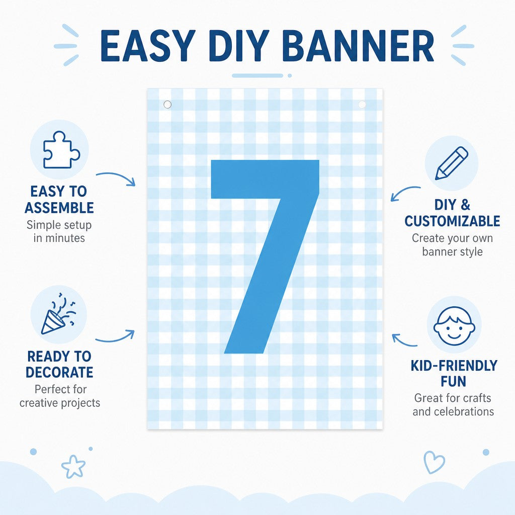 Make Your Own Banner Aqua Number 7 size 7 x 5.16inch 1pc IB