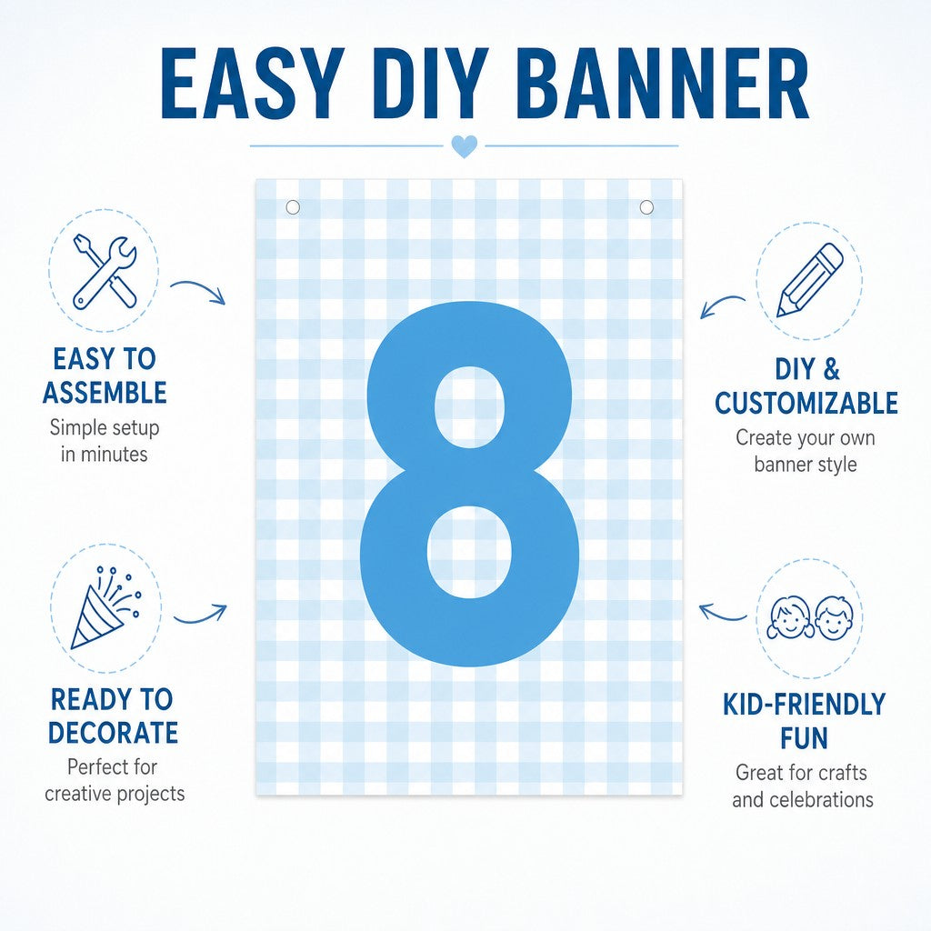 Make Your Own Banner Aqua Number 8 size 7 x 5.16inch 1pc IB