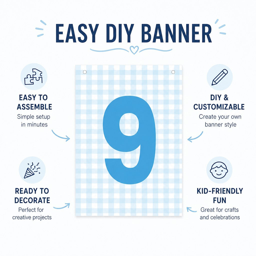 Make Your Own Banner Aqua Number 9 size 7 x 5.16inch 1pc IB