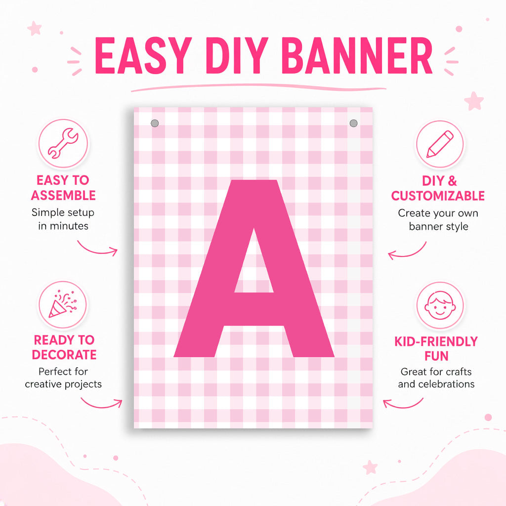 Make Your Own Banner Pink Alphabet A size 7 x 5.16inch 1pc IB
