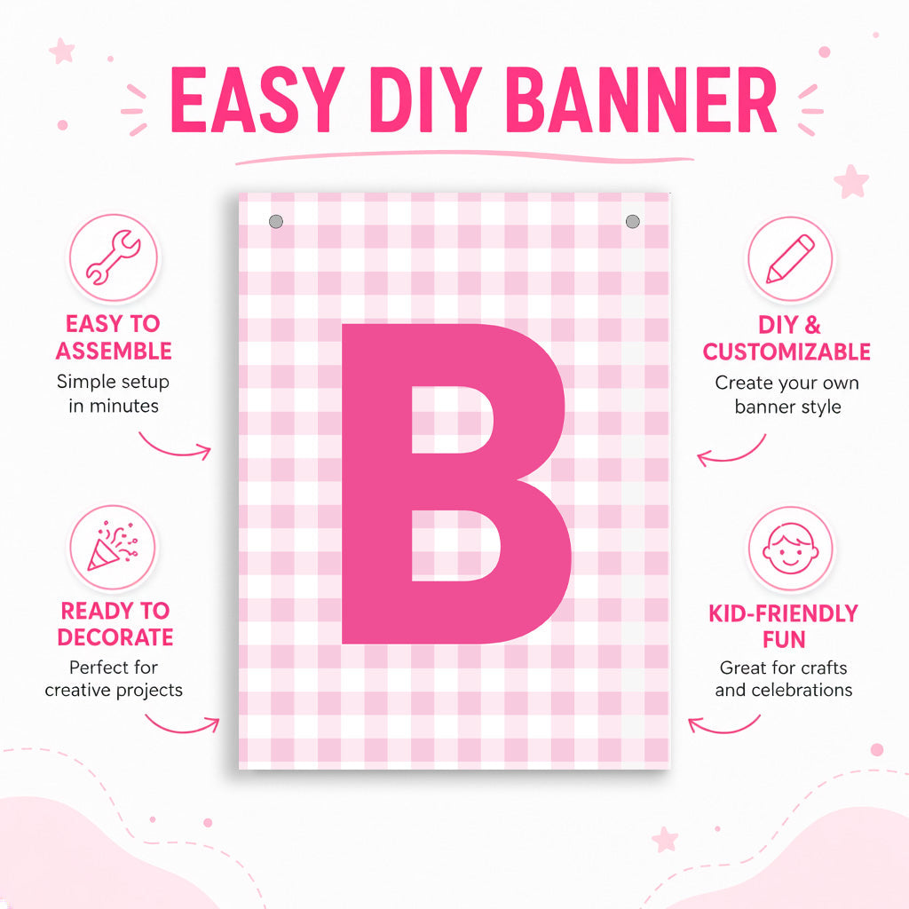 Make Your Own Banner Pink Alphabet B size 7 x 5.16inch 1pc IB