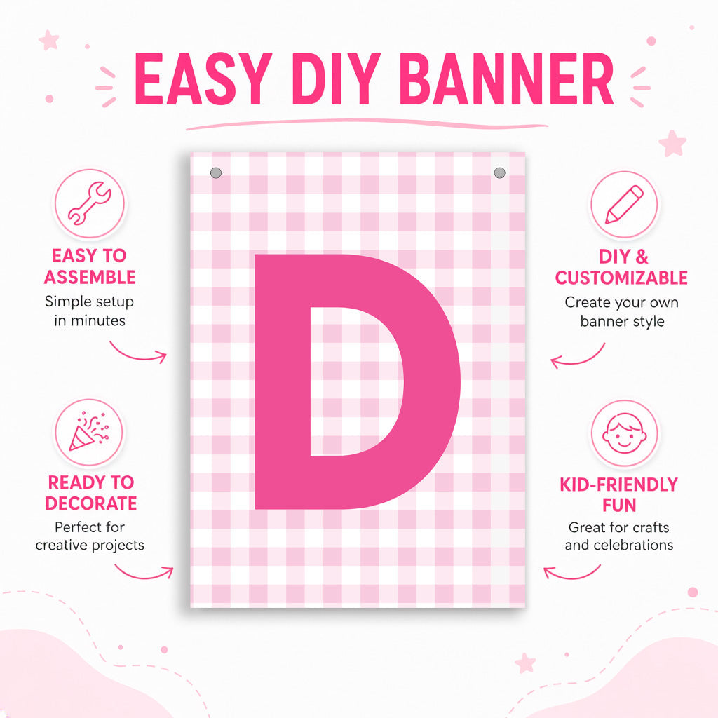 Make Your Own Banner Pink Alphabet D 7 x 5.16inch 1pc IB