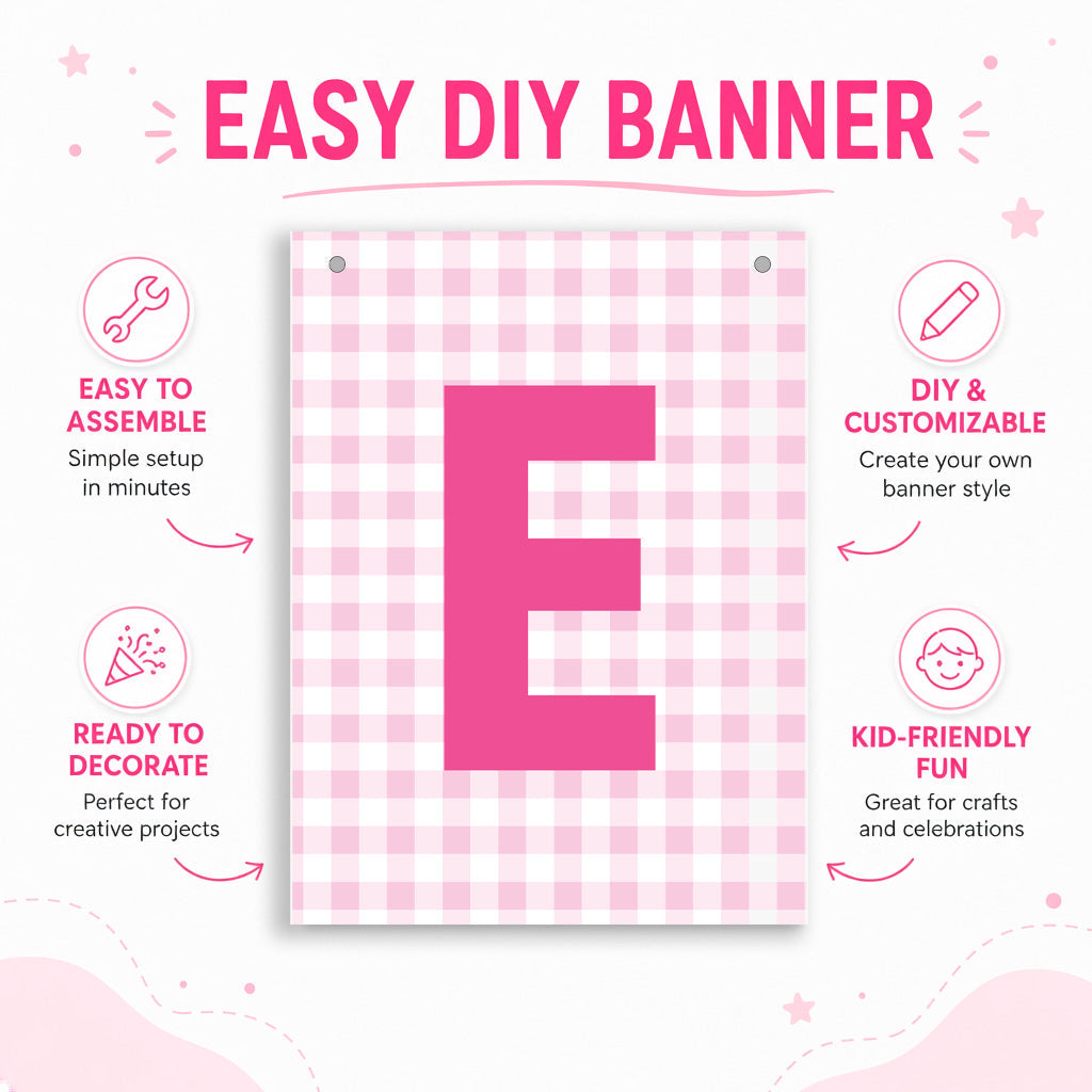 Make Your Own Banner Pink Alphabet E 7 x 5.16inch 1pc IB