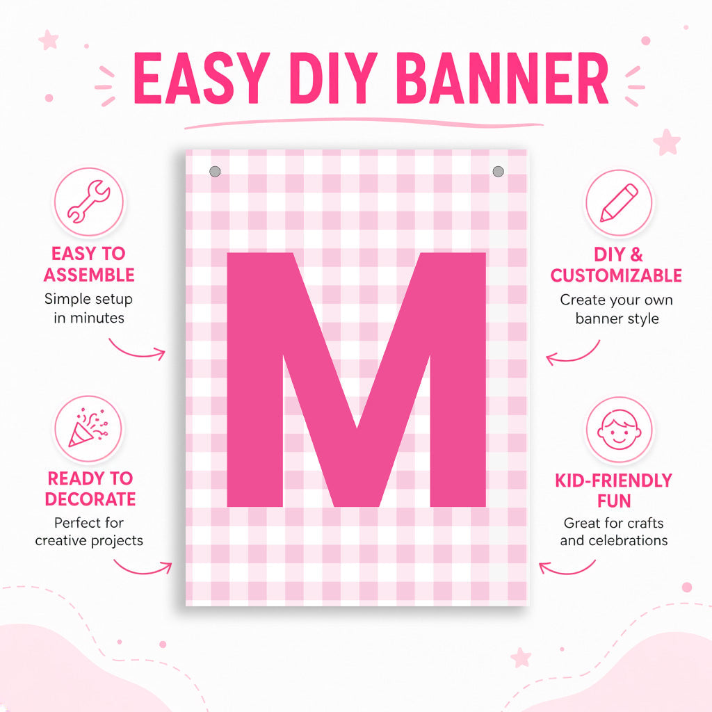 Make Your Own Banner Pink Alphabet M 7 x 5.16inch 1pc IB