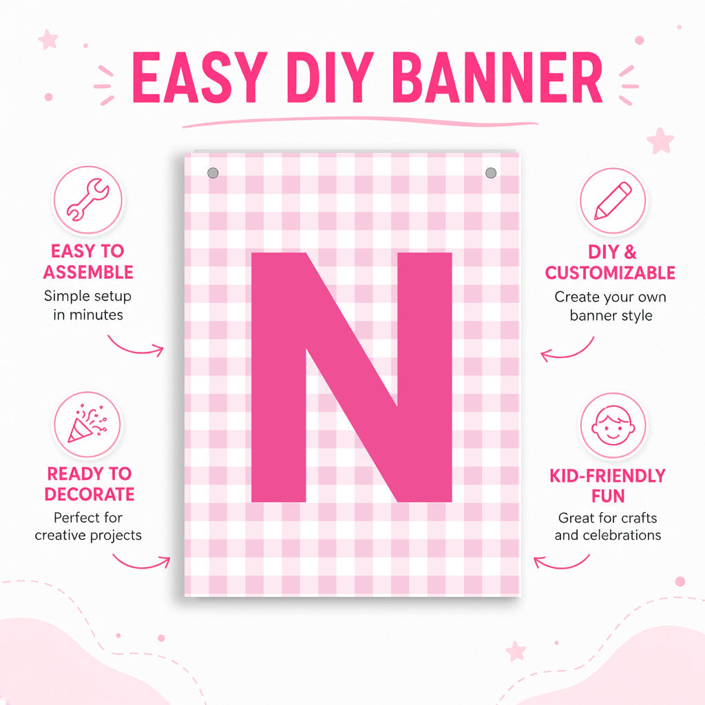 Make Your Own Banner Pink Alphabet N size 7 x 5.16inch 1pc IB