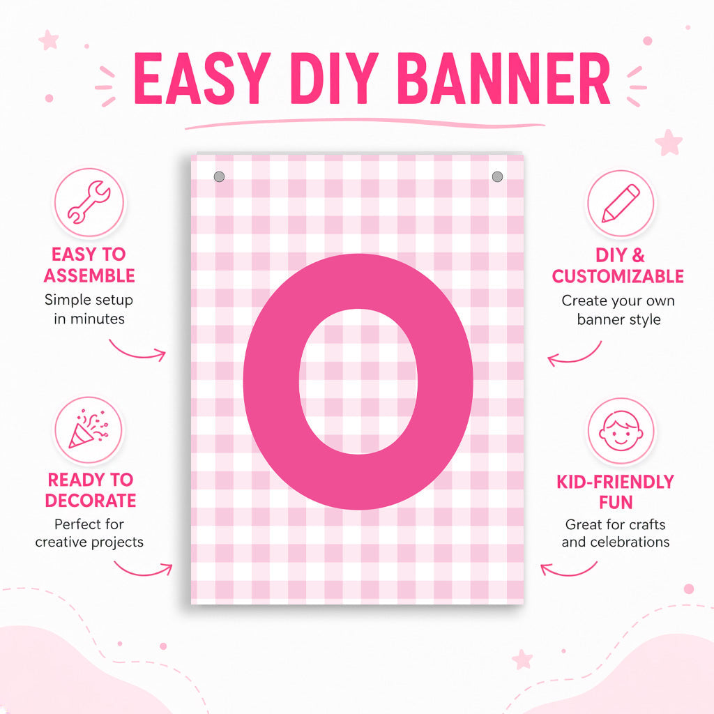 Make Your Own Banner Pink Alphabet O size 7 x 5.16inch 1pc IB