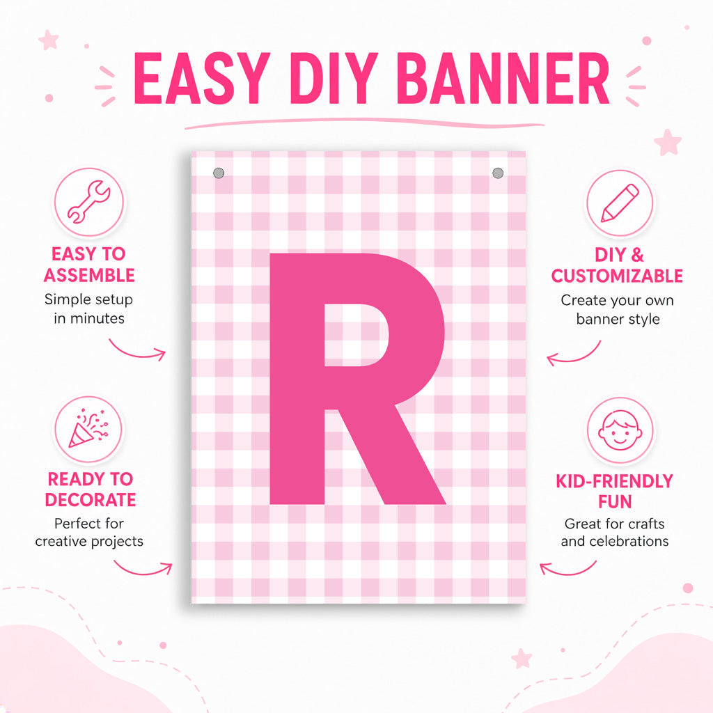 Make Your Own Banner Pink Alphabet R size 7 x 5.16inch 1pc IB