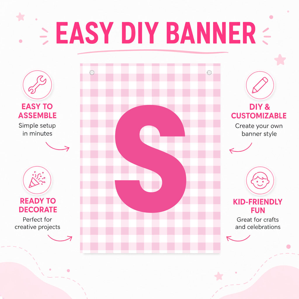 Make Your Own Banner Pink Alphabet S size 7 x 5.16inch 1pc IB