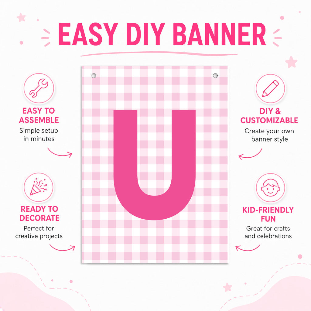 Make Your Own Banner Pink Alphabet U size 7 x 5.16inch 1pc IB