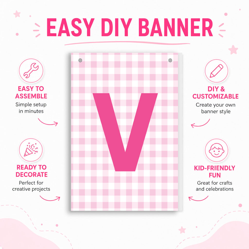 Make Your Own Banner Pink Alphabet V size 7 x 5.16inch 1pc IB