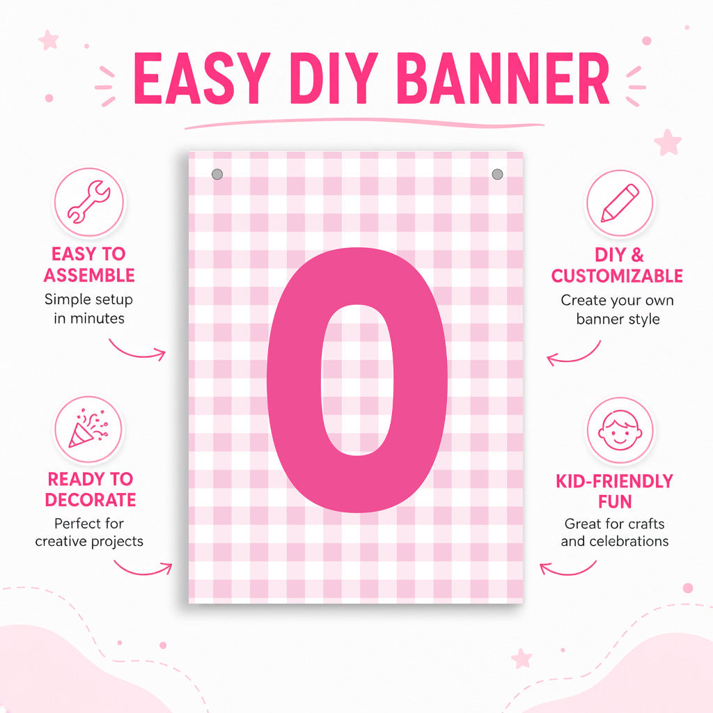 Make Your Own Banner Pink Number 0 - 7 x 5.16inch 1pc IB