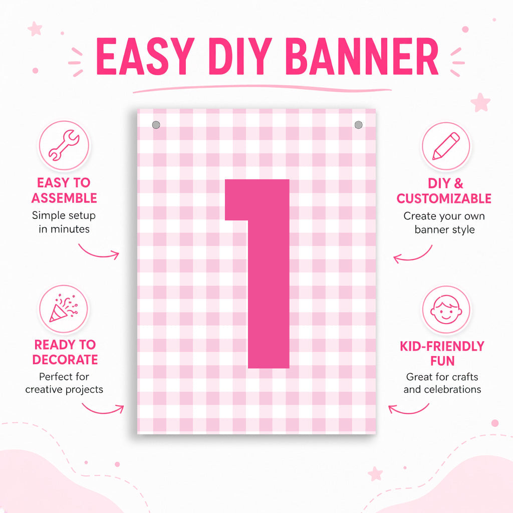 Make Your Own Banner Pink Number 1 size 7 x 5.16inch 1pc IB