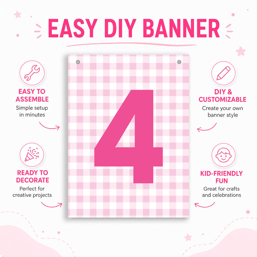 Make Your Own Banner Pink Number 4 size 7 x 5.16inch 1pc IB