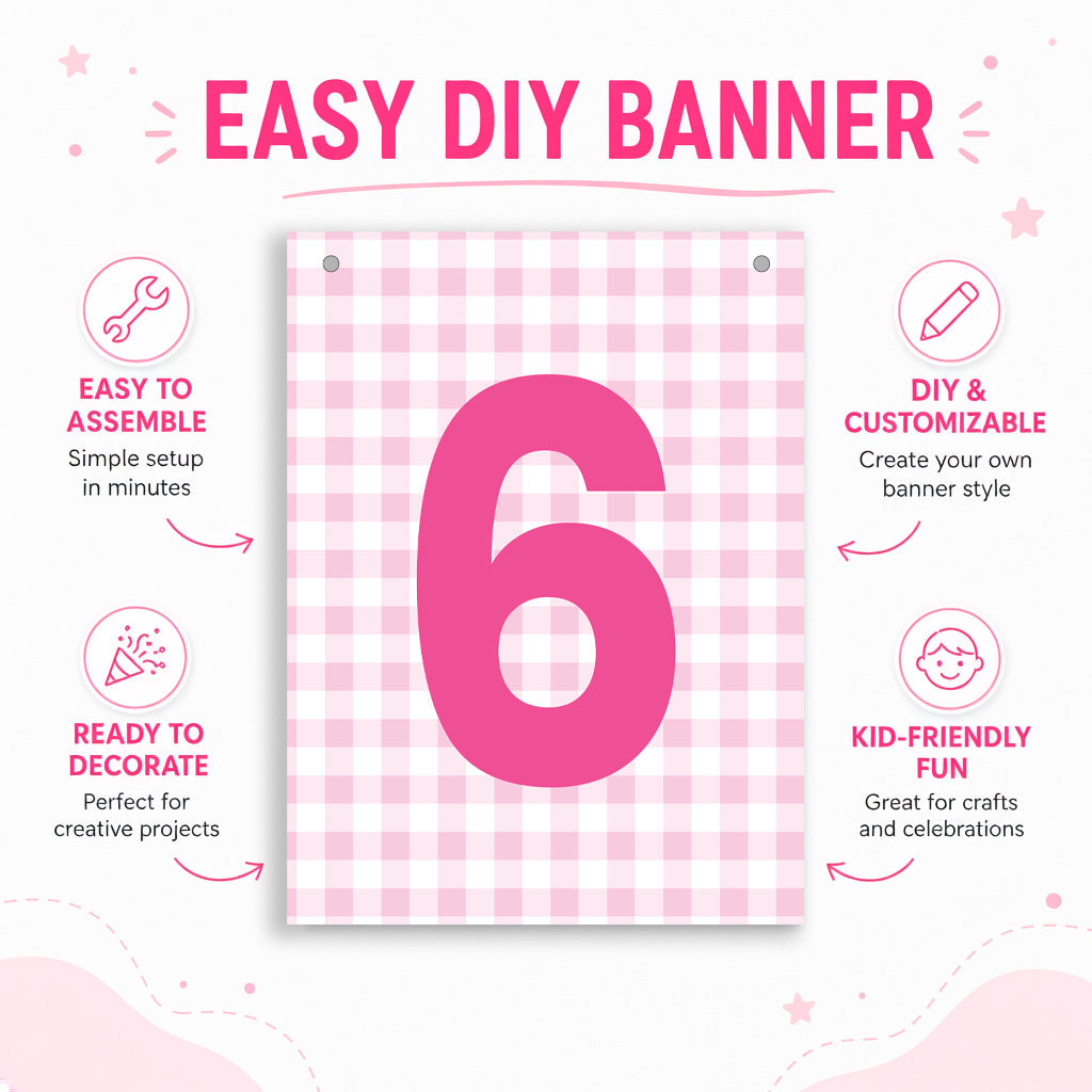 Make Your Own Banner Pink Number 6 size 7 x 5.16inch 1pc IB