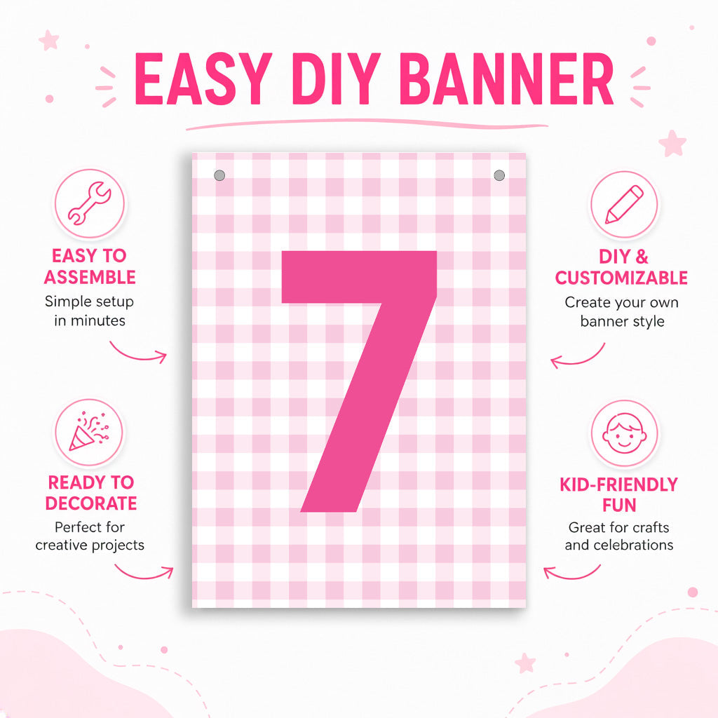 Make Your Own Banner Pink Number 7 size 7 x 5.16inch 1pc IB