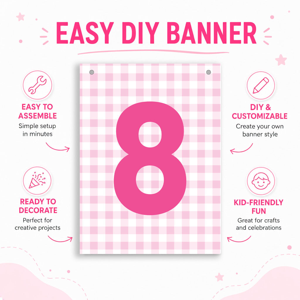 Make Your Own Banner Pink Number 8 size 7 x 5.16inch 1pc IB