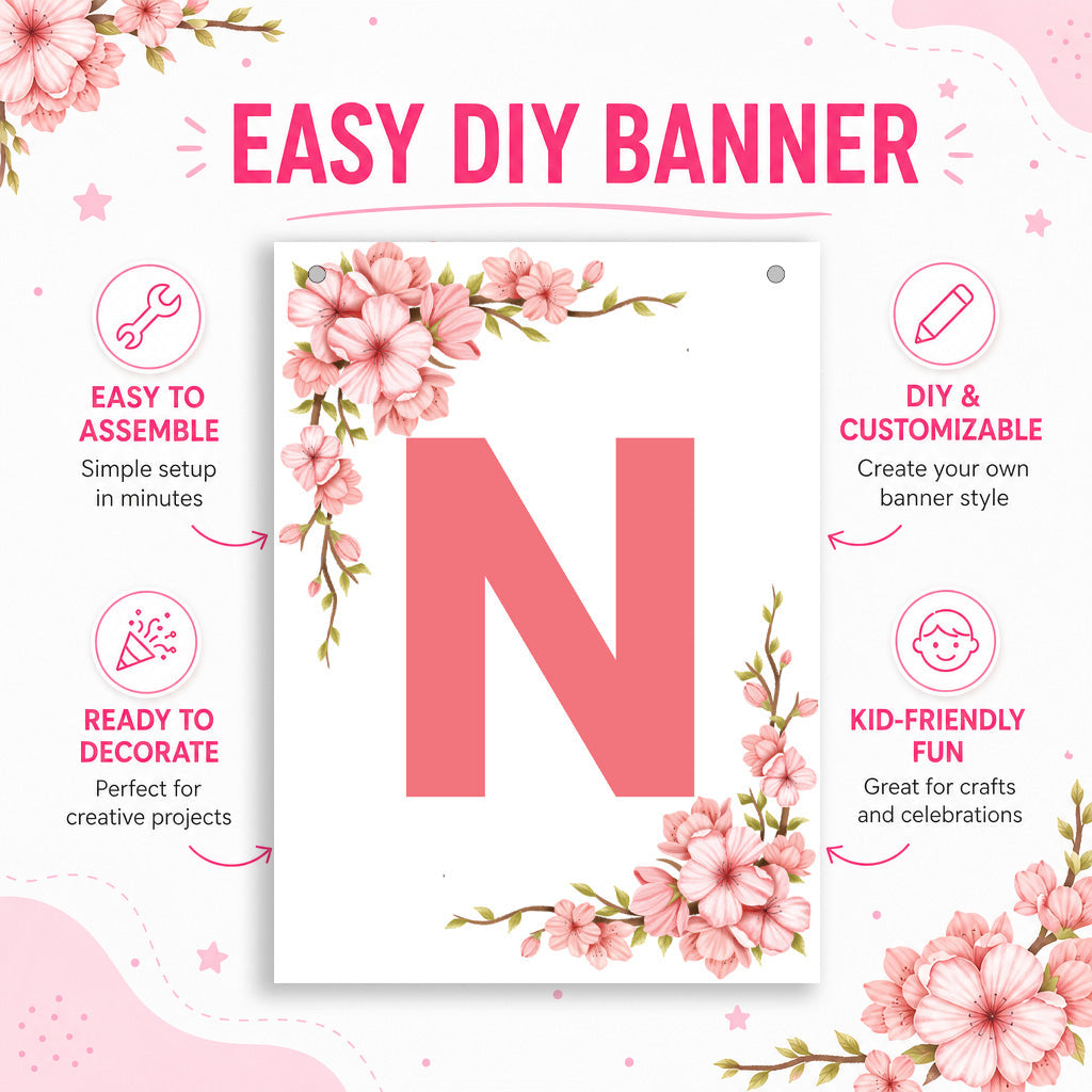 Make Your Own Banner Floral Alphabet N 7 x 5.16inch 1pc IB