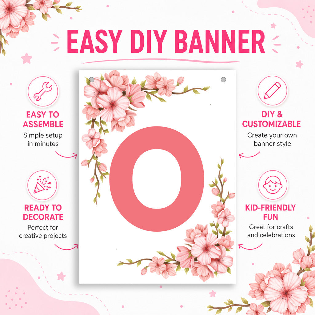 Make Your Own Banner Floral Alphabet O size 7 x 5.16inch 1pc IB