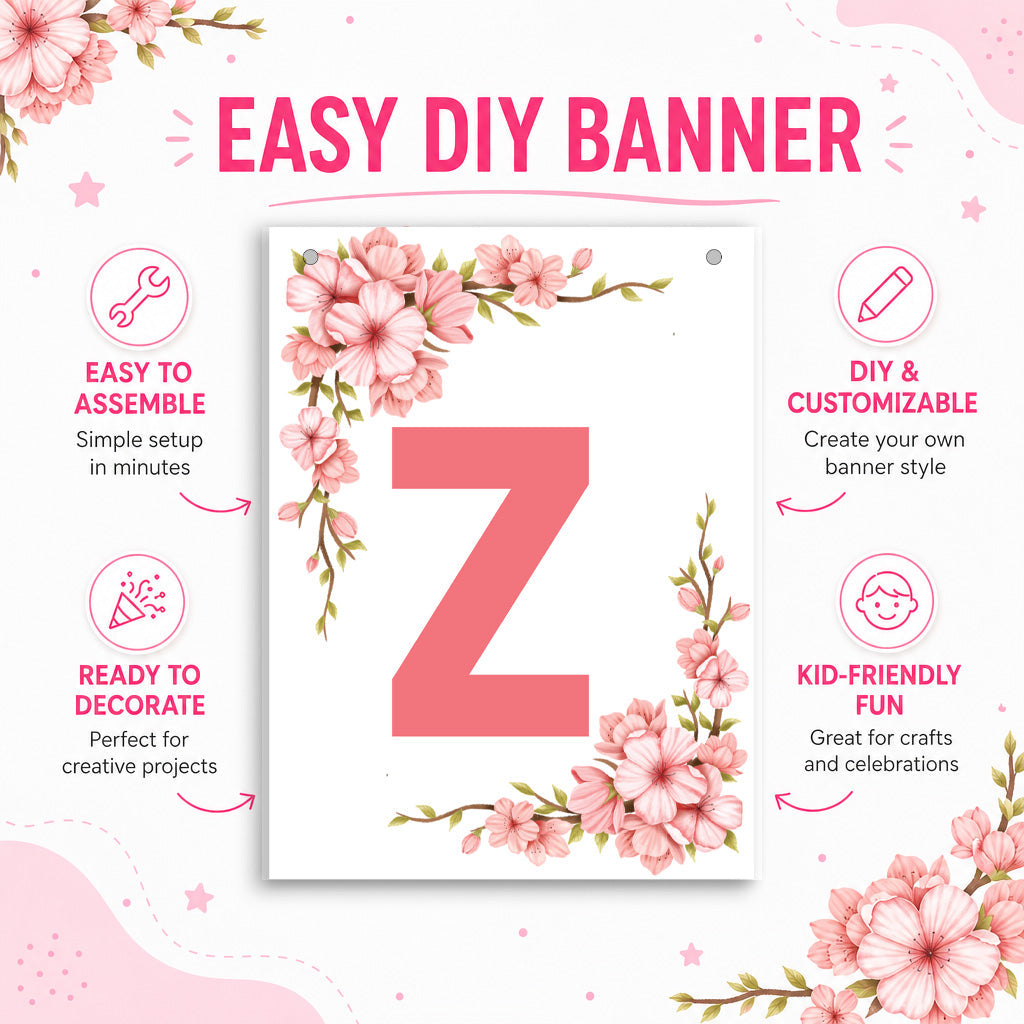 Make Your Own Banner Floral Alphabet Z, Size 7 x 5.16inch 1pc IB