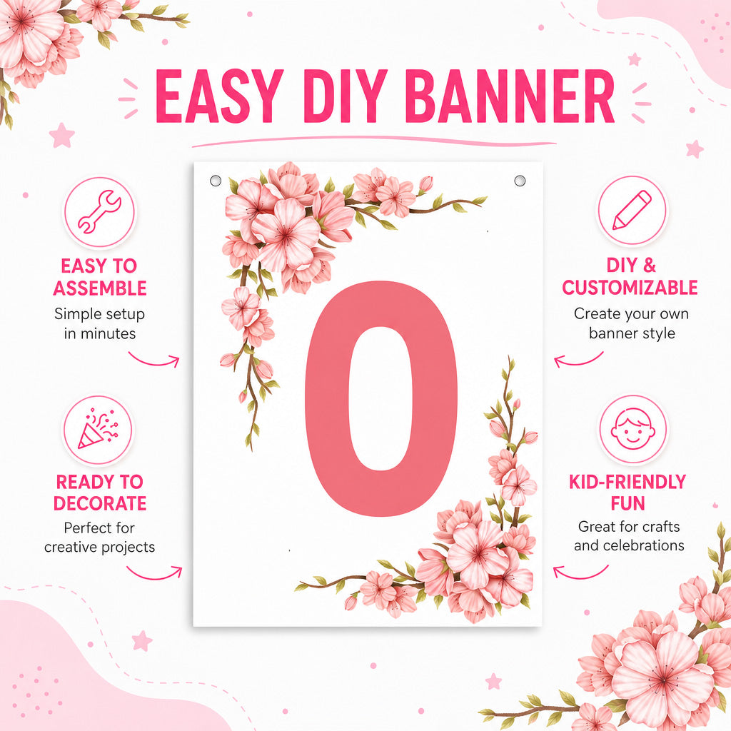 Make Your Own Banner Floral Number 0 Size 7 x 5.16inch 1pc IB