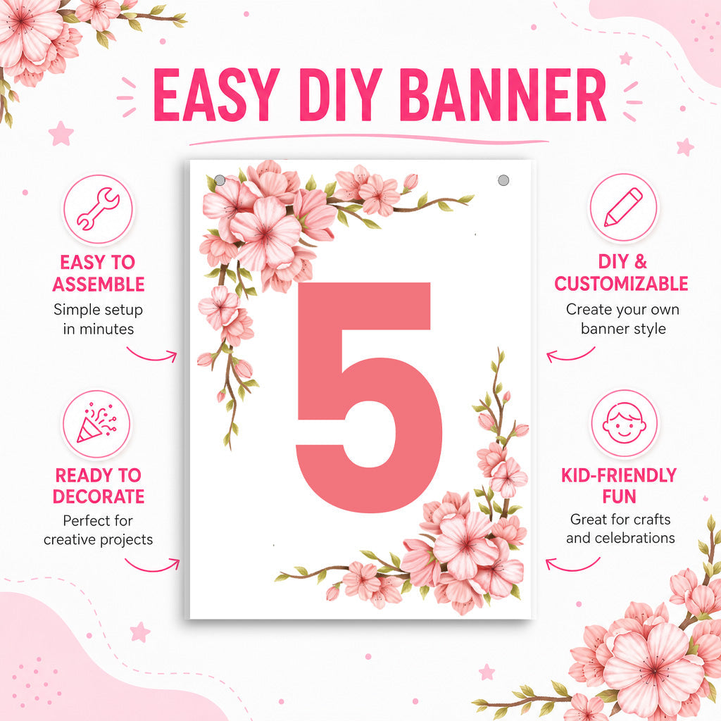 Make Your Own Banner Floral Number 5 Size 7 x 5.16inch 1pc IB