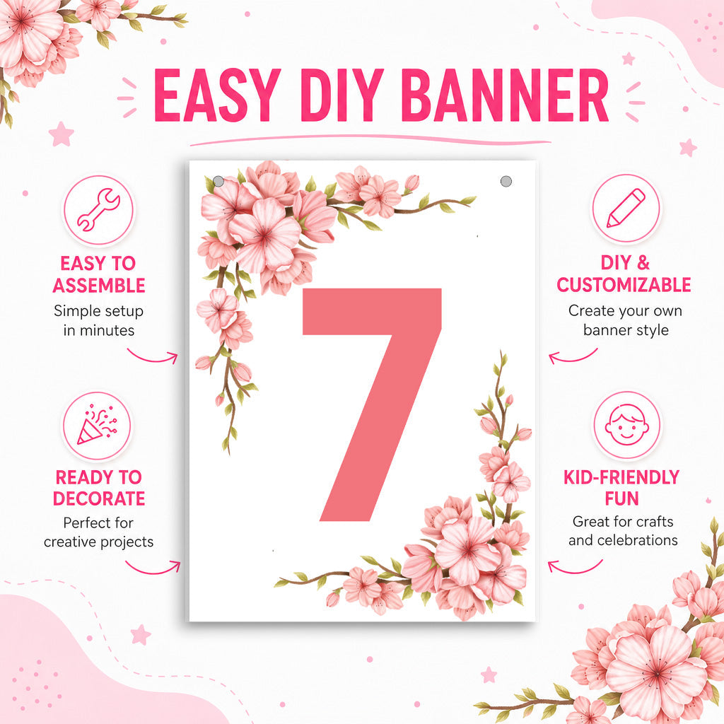 Make Your Own Banner Floral Number 7 Size 7 x 5.16inch 1pc IB