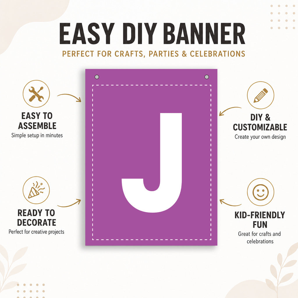 Make Your Own Banner Rainbow Alphabet J Size 7 x 5.16inch 1pc IB