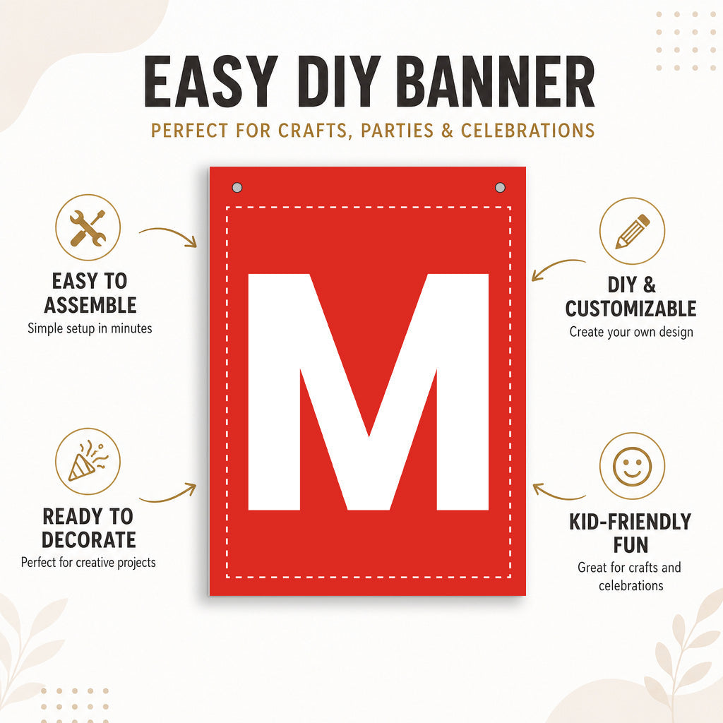 Make Your Own Banner Rainbow Alphabet M 7 x 5.16inch 1pc IB