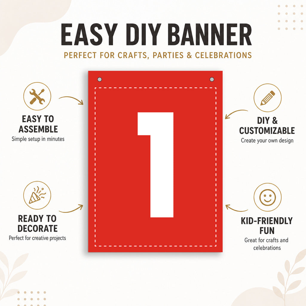 Make Your Own Banner Rainbow Number 1 size 7 x 5.16inch 1pc IB