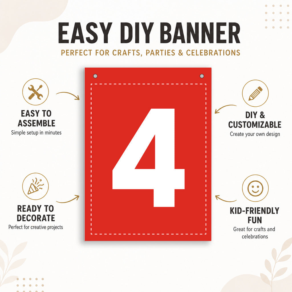 Make Your Own Banner Rainbow Number 4 size 7 x 5.16inch 1pc IB