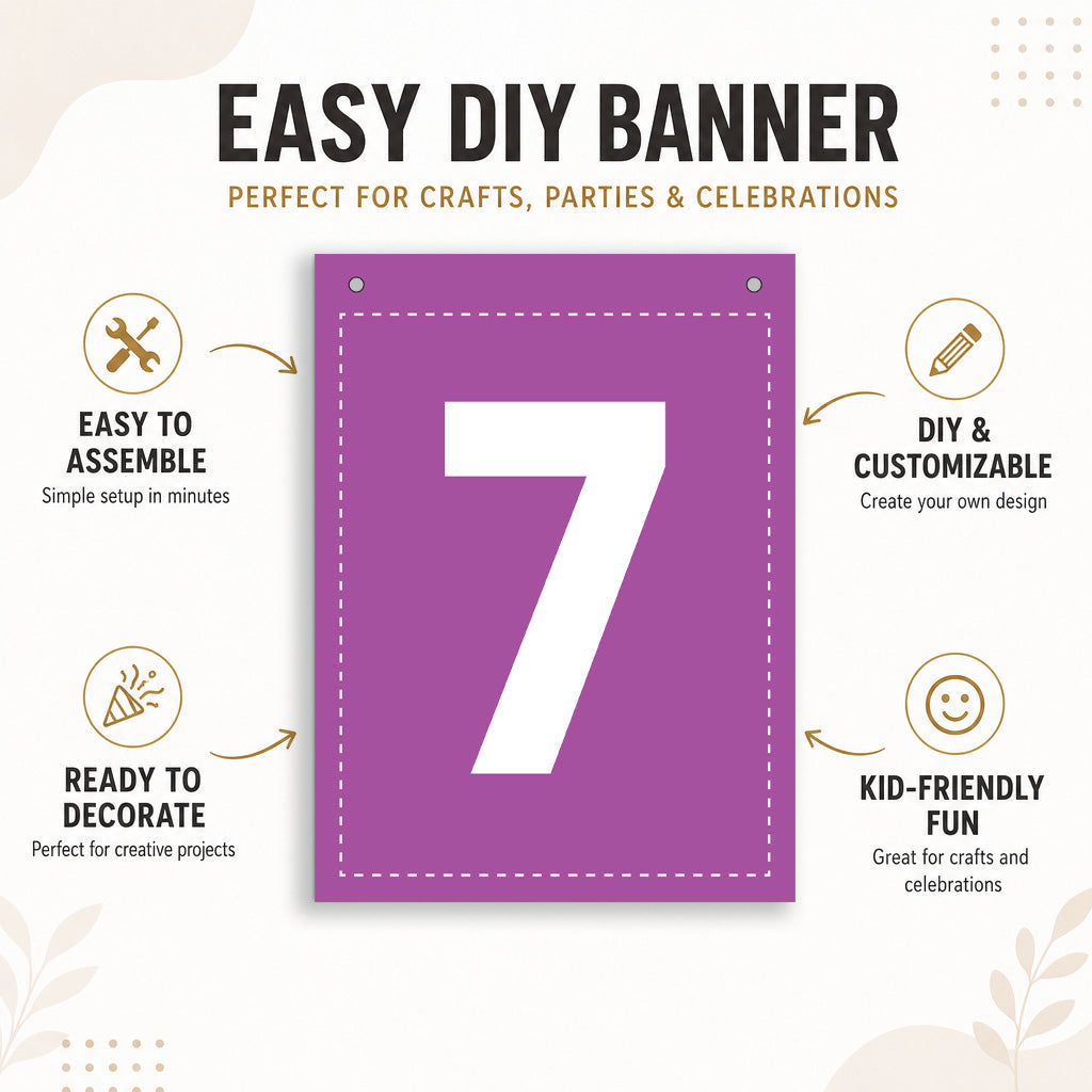 Make Your Own Banner Rainbow Number 7 size 7 x 5.16inch 1pc IB